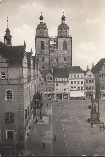 AK Wittenberg, Markt, Kirche, Diwag Werbung, HO- Technik, Apotheke, ungelaufen