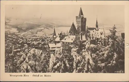 Wernigerode, Schloß im Winter, gelaufen 1955