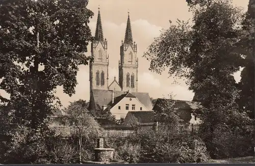 Oschatz, Blick von der Promenade zur St. Agidienkirche, ungelaufen- datiert 1965