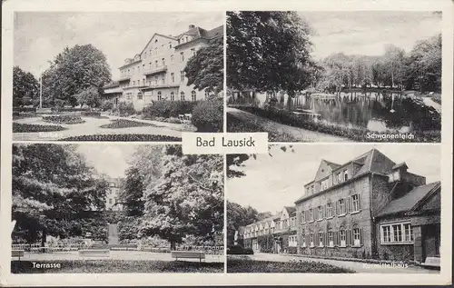 Bad Lausick, Kurhaus, Maison de cures, étang cygne, couru