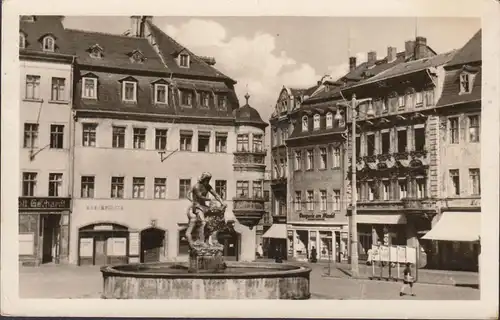 Gera, Markt, Simsonbrunnen, Drogerie, gelaufen 1953