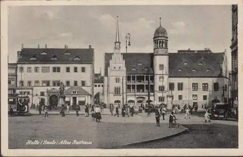 AK Halle, Saale, Rathaus, gelaufen 1946