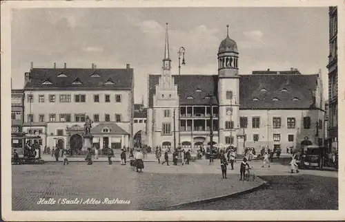Halle, Saale, Rathaus, gelaufen 1946