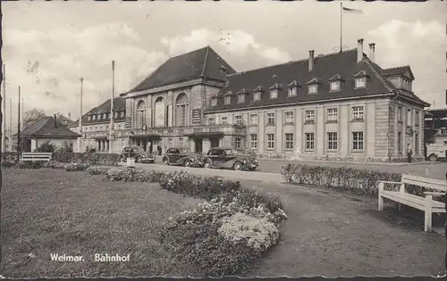 Weimar, Bahnhof, Autos, gelaufen 1960