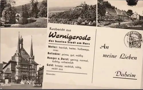 Wernigerode, Rathaus, Storchmühle, Christianental, ungelaufen