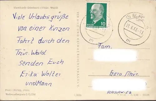 Tambach-Dietharz, Stadtansicht, gelaufen 1963