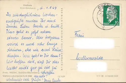 Oschatz, Krankenhaus, gelaufen 1964