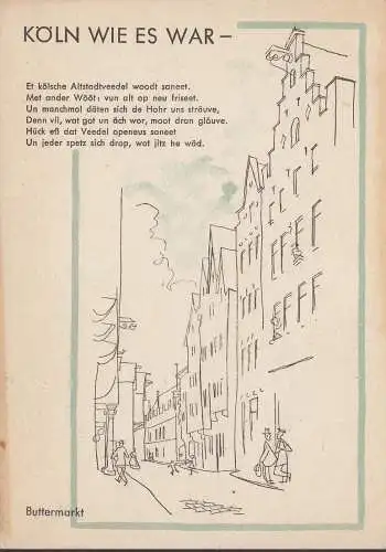 Cologne comme c'était, marché au beurre, couru en 1958