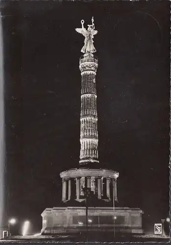 Berlin, Siegessäule bei Nacht, gelaufen 1959