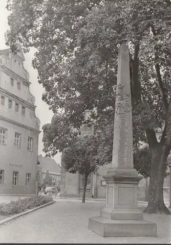 Belgern, Postmeilensäule, Keis Sparkasse, ungelaufen