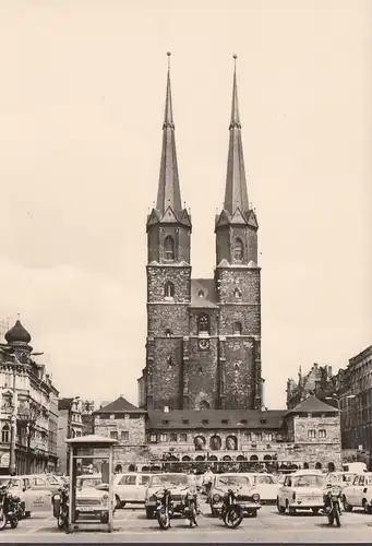 Carte photo, Hall, Marché du Hall , Eglise, Deutsche Post, Voitures