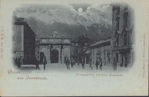 Grondissement d'Innsbruck, Porte de triomphe, Calcalpes du Nord, clair de lune, incurvée