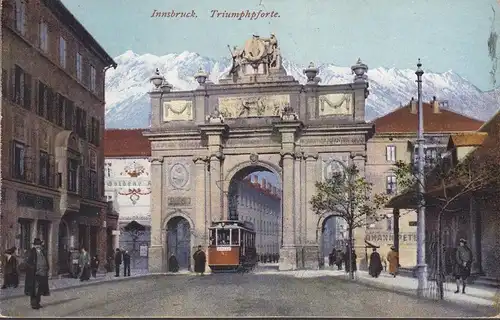 Innsbruck, Triumphpforte, Straßenbahn, ungelaufen