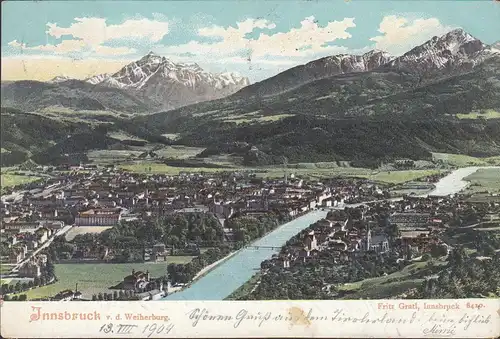 Innsbruck gegen Süden von der Weiherburg, gelaufen