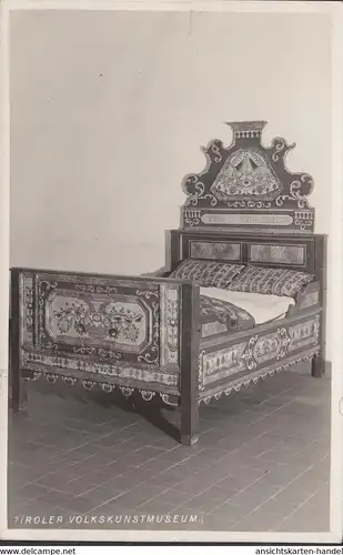 Tiroler Volkskunstmuseum, Zittertaler Bett, gelaufen 1936