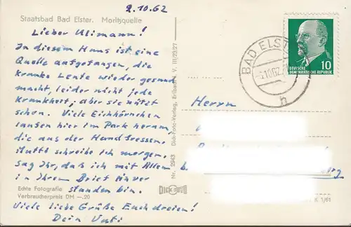 Bad Elster, Moritzquelle, gelaufen 1962