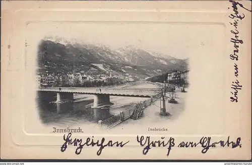 Innsbruck, Innbrücke, Passepartout, gelaufen 1902