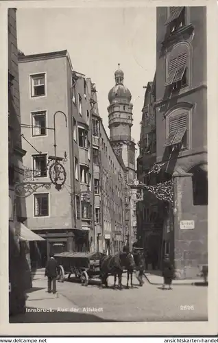 Innsbruck, Aus der Altstadt, Pferdewagen, gelaufen 1937