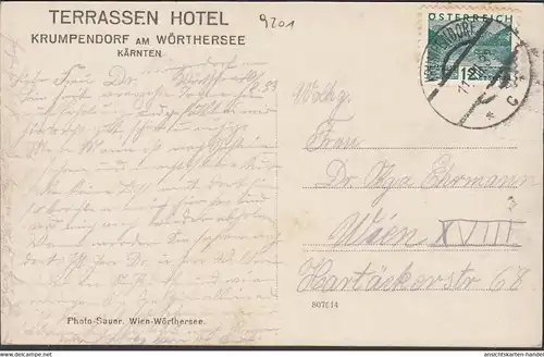 Krumpendorf a. Wörthersee, Terrassen Hotel, gelaufen 1933