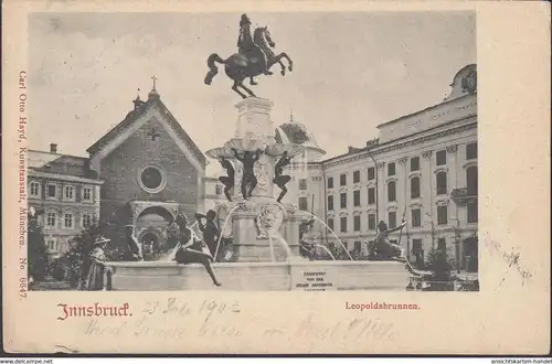 Innsbruck, Leopoldsbrunnen, gelaufen 1902