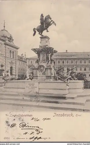 Innsbruck, Leopoldsbrunnen, gelaufen 1901