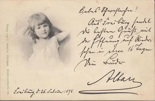 Entspanntes Mädchen, L. Schaller Verlag, gelaufen 1898