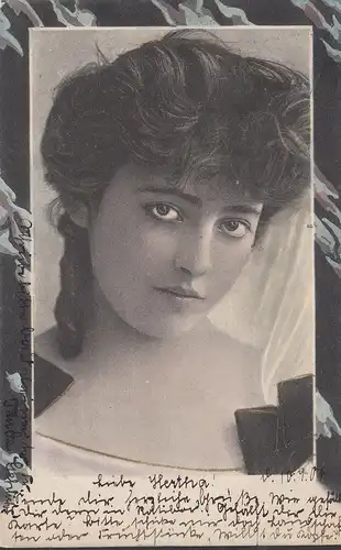Junge Frau mit Schleier, gelaufen 1904