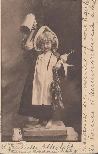 Enfant avec une cruche de bière, Grav. F. Beck, incurable