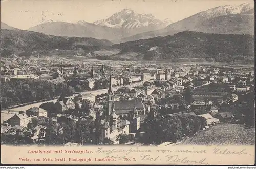 Innsbruck mit Serlesspitze, gelaufen 1907