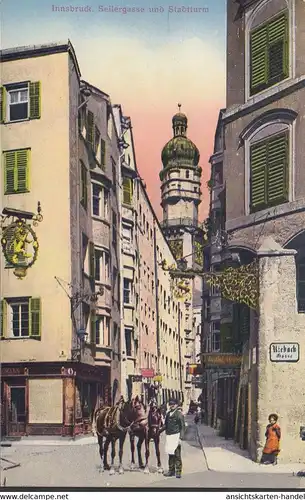 Innsbruck, Seilergasse und Stadtturm, ungelaufen