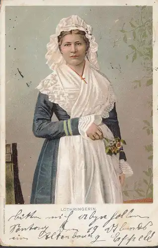 Lothringerin, Frau in Landestracht, gelaufen 1910