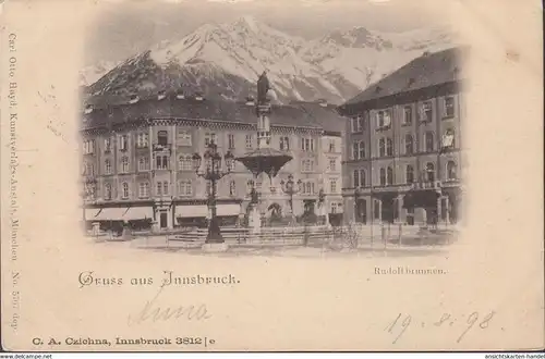 Gruss aus Innsbruck, Rudolfsbrunnen, gelaufen 1898