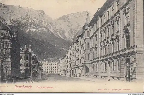 Innsbruck, Claudiastrasse, gelaufen 1902