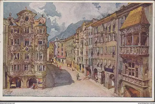 Innsbruck, Goldenes Dach und Katholisches Kasino, gelaufen 1912