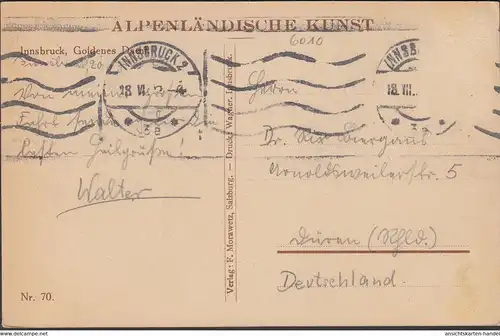 Innsbruck, Goldenes Dach und Katholisches Kasino, gelaufen 1912