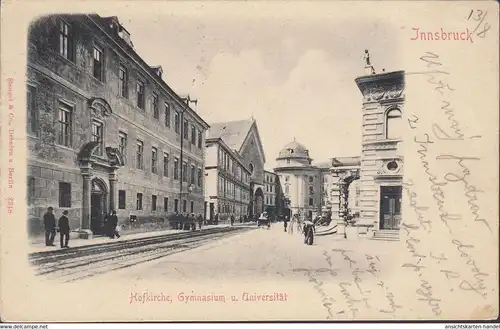 Innsbruck, Hofkirche, Gymnasium und Universität, gelaufen 1901