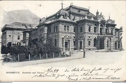 Innsbruck, Stadtsäle und Theater, gelaufen 1899
