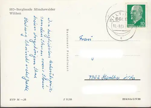 Wilthen, HO-Merceuse de Mönchswalder, couru en 1968