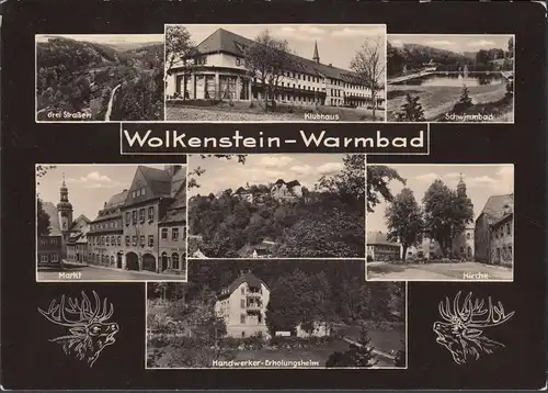Wolkenstein, Klubhaus, Schwimmbad, Markt, Kirche, Erholungsheim, ungelaufen