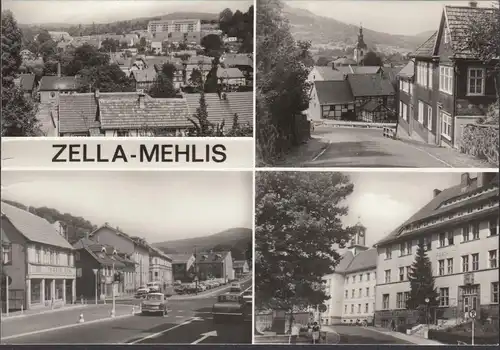 Zella-Mehlis, Straßenansichten, Postamt, Textil Eck, gelaufen