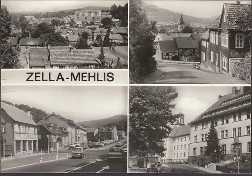Zella-Mehlis, vue sur la route, bureau de poste, coin textile, couru