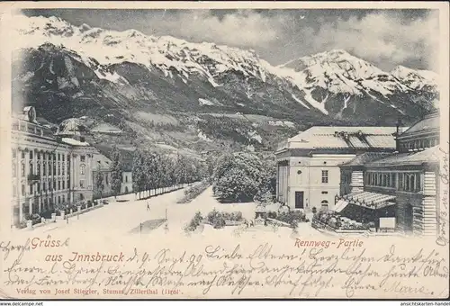 Gruss de Innsbruck, Rennweg Partie, couru 1899