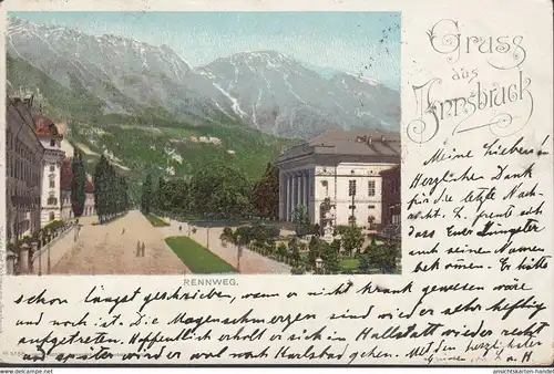 Gruss aus Innsbruck, Rennweg, gelaufen 1900
