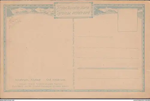 Innsbruck, Vieille ville, Artiste Preuss, Tamponné 1922