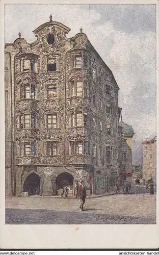 Innsbruck, Hölblinghaus, Künstler AK, ungelaufen