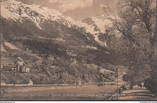 Innsbruck, Innpromenade, Pension Kaiser, Schloss, gelaufen 1906