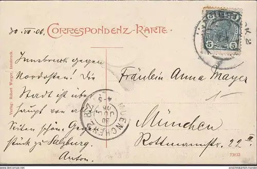 Innsbruck, Innpromenade, Pension Kaiser, Château, couru 1906