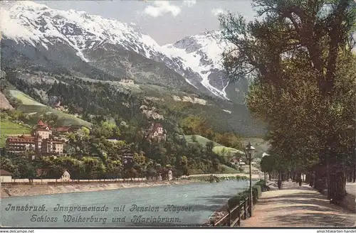 Innsbruck, Innpromenade, Pension Kaiser, Schloss, gelaufen 1907