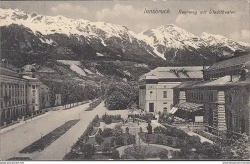 Innsbruck, Rennweg und Theater, gelaufen 1900