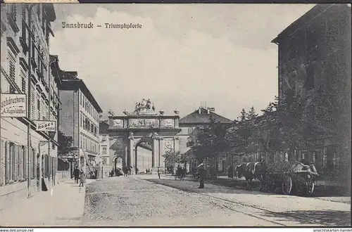 Innsbruck, Porte de Triomphe, Chariots, Imprimerie, Couru 1909